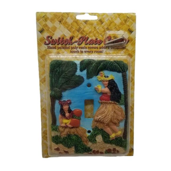 Single Switch Plate Cover Poly Resin Durable Two Hula Women Beach Sealed Decor - Picture 1 of 4